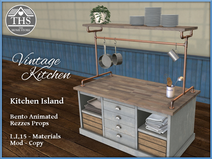 Second Life Marketplace - VINTAGE KITCHEN ISLAND